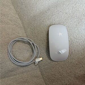 Apple White Wireless Mouse with Gray Charging Cable